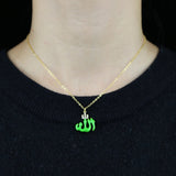 Colorful Allah Pendant Women Necklace Neon Colorful Religious Lady Jewelry