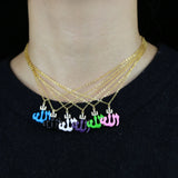 Colorful Allah Pendant Women Necklace Neon Colorful Religious Lady Jewelry