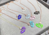 Colorful Allah Pendant Women Necklace Neon Colorful Religious Lady Jewelry