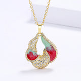 Colorful Enamel Women's Pendant Necklace Zircon Clavicle Chain