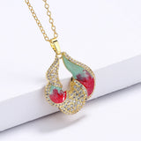 Colorful Enamel Women's Pendant Necklace Zircon Clavicle Chain