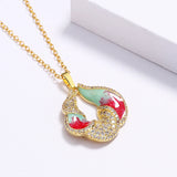 Colorful Enamel Women's Pendant Necklace Zircon Clavicle Chain