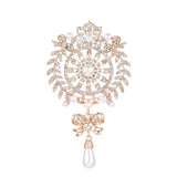 Flower Rhinestone Brooch Pin Drop Pearl Wedding Bridal