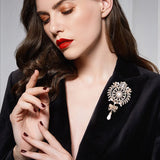 Flower Rhinestone Brooch Pin Drop Pearl Wedding Bridal