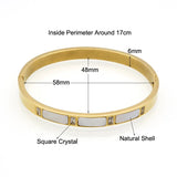 Stainless Steel Natural Shell Crystal Bangle Women Jewelry