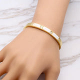 Stainless Steel Natural Shell Crystal Bangle Women Jewelry