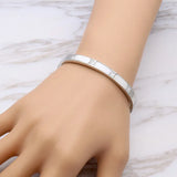 Stainless Steel Natural Shell Crystal Bangle Women Jewelry