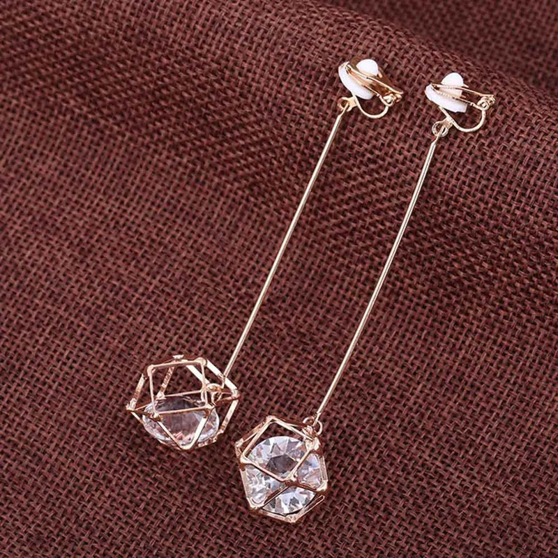 CZ Clip Earrings Geometric 2 for Women