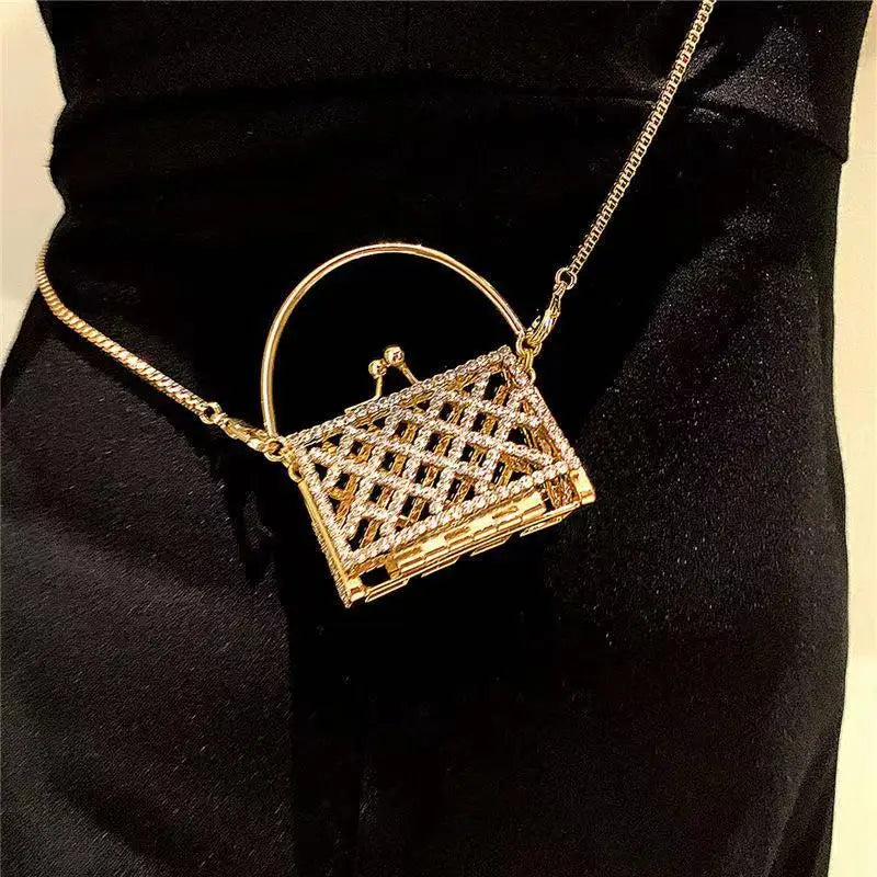 Crystal Bag Necklace Jewelry For Women Party Gift
