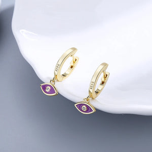 Eye Shaped 925 Sterling Silver Hoop Earrings for Women