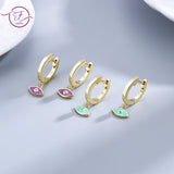 Eye Shaped 925 Sterling Silver Hoop Earrings for Women