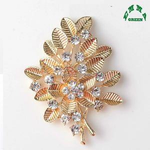 Crystal Vintage Leaf Flower Flat Back Button for Bridal Wedding Decor