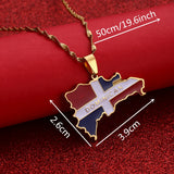 Dominican Republic Map Pendant Necklace Silver Plated
