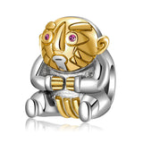 925 Sterling Silver Face Figurines Bead Charm for DIY Jewelry
