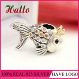 Fish Charm Crystal Bead 925 Silver Bracelet Charm