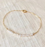 925 Silver Tiny Pearl Bracelet Vintage Women