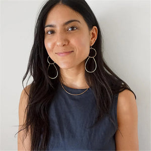 Boho Hammered 925 Silver Big Circle Link Hoop Earrings