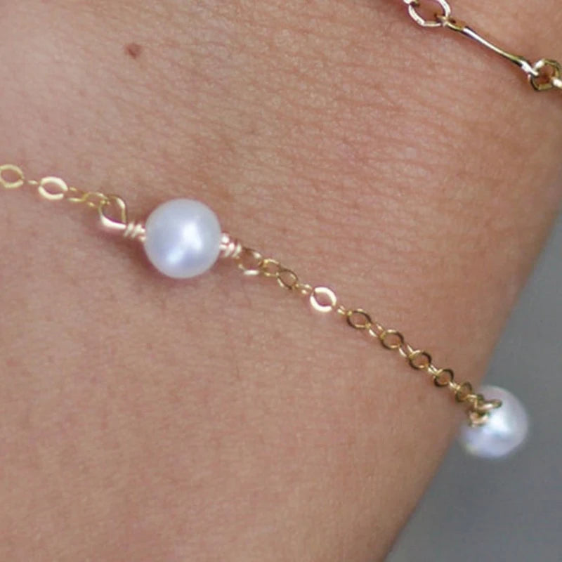 Natural Freshwater Pearl Bracelet Boho Charms Vintage Anklet