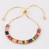 Adjustable Colorful Copper Cubic Zircon Bracelet for Women