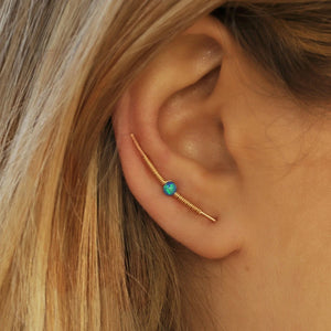 Opal Beads Ear Cuff Climber Earrings Boho Oorbellen