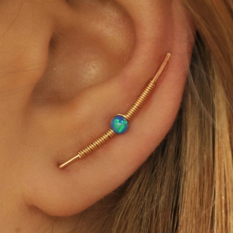 Opal Beads Ear Cuff Climber Earrings Boho Oorbellen