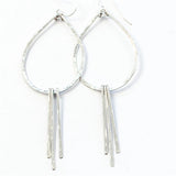 Tassel Hoop Earrings 925 Silver Jewelry Hammered Brincos Pendientes