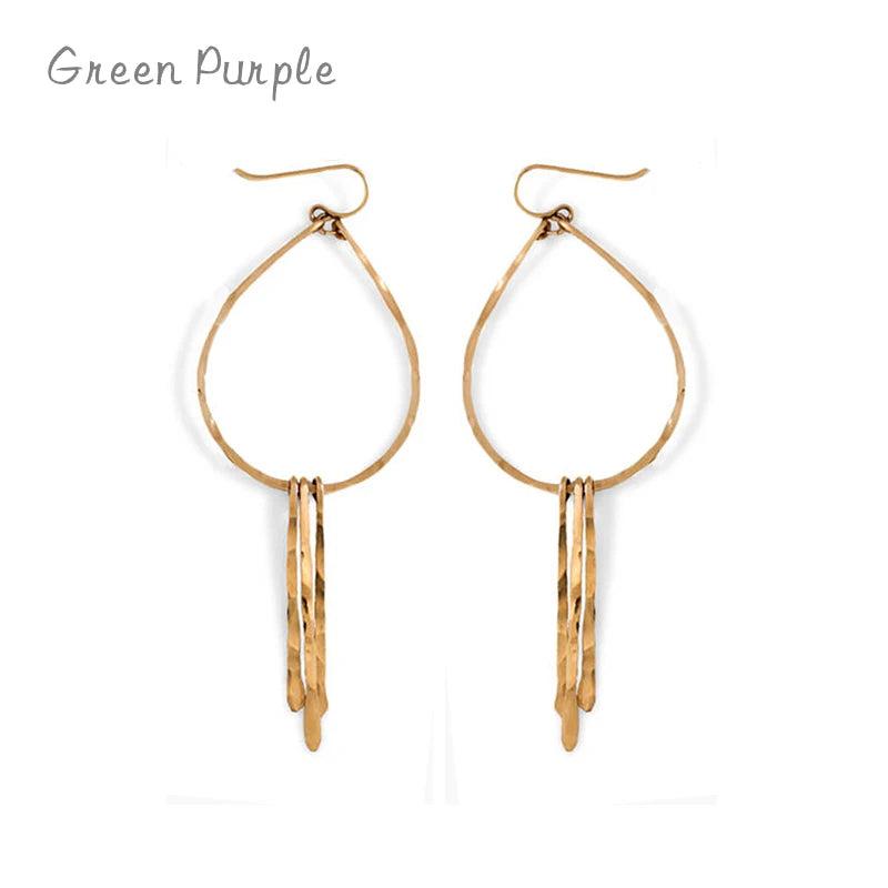 Tassel Hoop Earrings 925 Silver Jewelry Hammered Brincos Pendientes