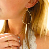 Tassel Hoop Earrings 925 Silver Jewelry Hammered Brincos Pendientes