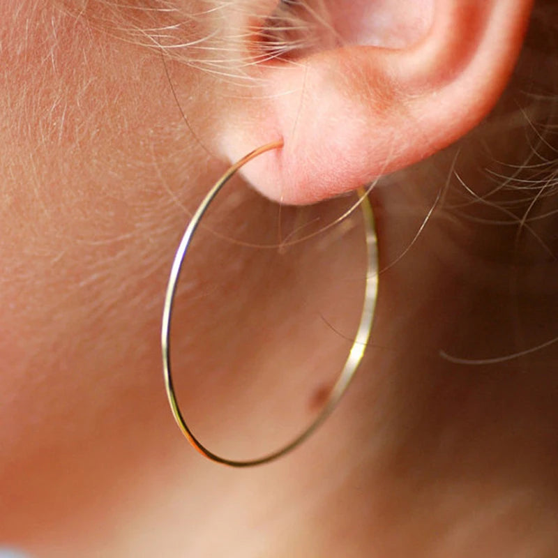 Filled Hoop Earrings 925 Silver Jewelry Hammered Pendientes Earrings