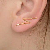 Lightning Ear Clip Ear Cuff Hammered Sterling Silver Jewelry