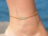 Personalized Old English Stainless Steel Name Anklet