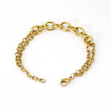 Stainless Steel Double O Chain Bracelet for Women Men