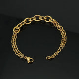Stainless Steel Double O Chain Bracelet for Women Men