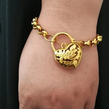 Heart Padlock Bracelet Vacuum Plating Chain for Women Girls