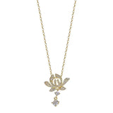 925 Silver Peony Flower Necklace with Zircon