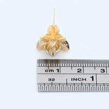 Flower Ear Posts 15mm, 18K Plated Brass, Foral Stud Earrings (GB-984)