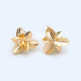 Flower Ear Posts 15mm, 18K Plated Brass, Foral Stud Earrings (GB-984)