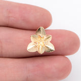 Flower Ear Posts 15mm, 18K Plated Brass, Foral Stud Earrings (GB-984)