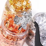 6 Colors Metallic Foil Flakes with Tweezers for DIY Nails Painting Craft Slime