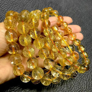 Golden Crystal Healing Bracelet Natural Gemstone Beaded Bangle