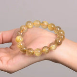 Golden Crystal Healing Bracelet Natural Gemstone Beaded Bangle