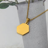 Hexagon Initial Letter Necklace Stainless Steel 26 Letters Girls Women
