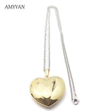 Hollow Puffed Heart Pendant Charm Necklace for Women