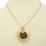 Hollow Puffed Heart Pendant Charm Necklace for Women