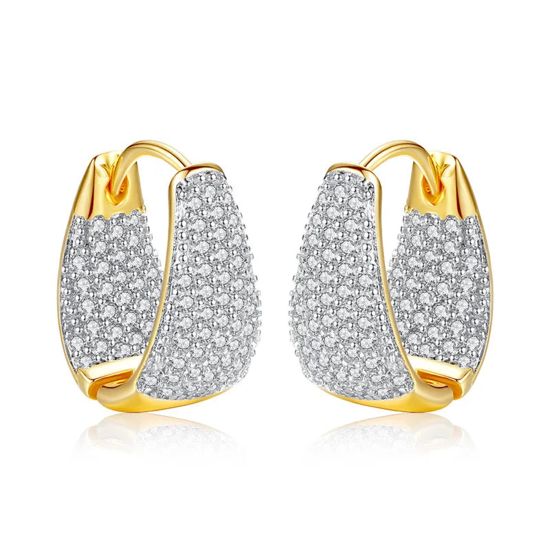 Round Retro Zircon Hoop Earrings Piercing Jewelry