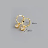 Hoop Earrings S925 Sterling Silver Diamond Charms Jewelry Gift
