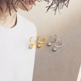 Hoop Earrings S925 Sterling Silver Diamond Charms Jewelry Gift