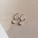 Hoop Earrings S925 Sterling Silver Diamond Charms Jewelry Gift