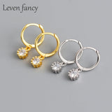 Hoop Earrings S925 Sterling Silver Diamond Charms Jewelry Gift