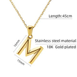Initial Letter Pendants Necklace Stainless Steel 26 Letters Charm Necklaces